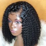Kinky Curly Bob Wig Lace Front Wig Natural black Color Pre-plucked hair line