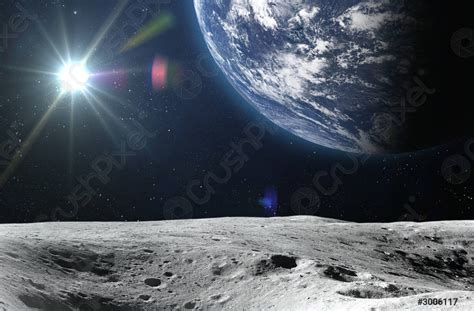 Moon surface and Earth - stock photo 3006117 | Crushpixel