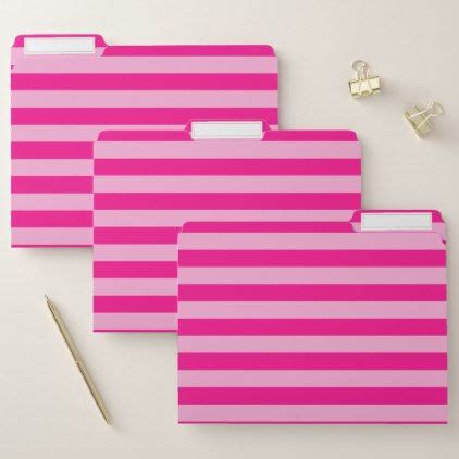 Light Pink & Deep Pink Stripes File Folders - girly gift gifts ideas ...