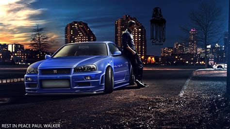 Blue race car, Paul Walker, Fast and Furious, Furious 7, Nissan Skyline GT-R R34 HD wallpaper ...