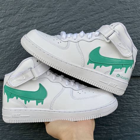 Custom Turquoise Nike Drip Air Force Ones Custom AF1 | Etsy