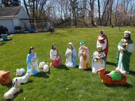 life size blow mold nativity set Christmas light vintage SET 15pc OHIO | #1841004663