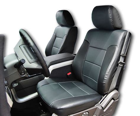 FORD F-150 2009-2013 BLACK/CHARCOAL IGGEE S.LEATHER CUSTOM FIT FRONT ...