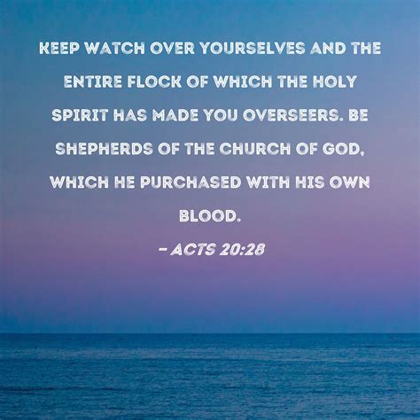 Acts 20:28 Keep watch over yourselves and the entire flock of which the Holy Spirit has made you ...