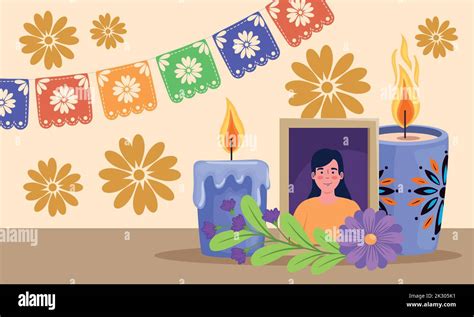 dia de los muertos candles in altar Stock Vector Image & Art - Alamy