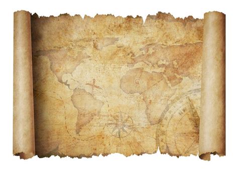 Old World Scroll Map Isolated 3d Illustration Stock Image - Image of ...