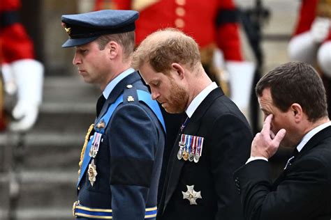 Prince Harry, Prince William Walk Together to Queen Elizabeth's Funeral