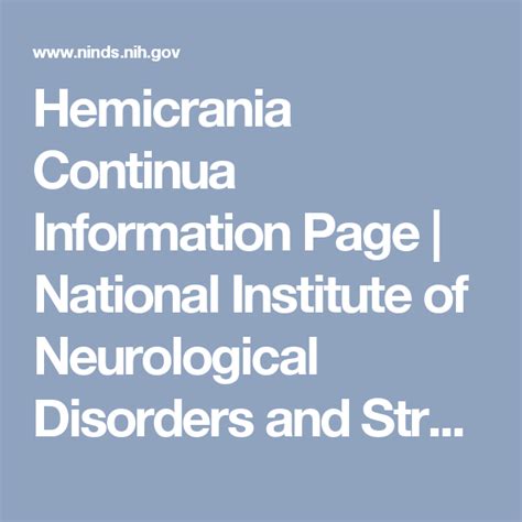 Hemicrania Continua Information Page | National Institute of ...