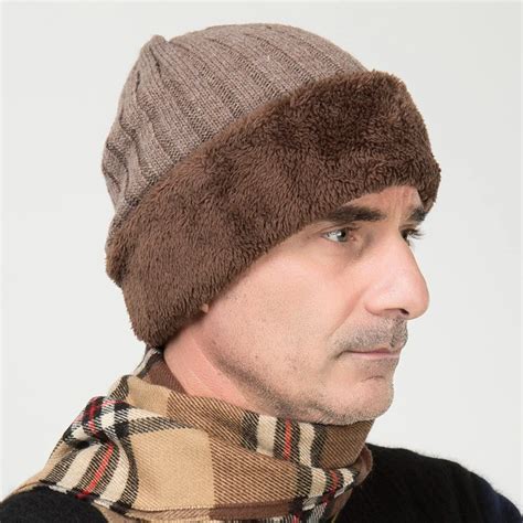 Men Warm Hats Winter Knitting Wool Hat for Unisex Caps Beanie Flanging ...