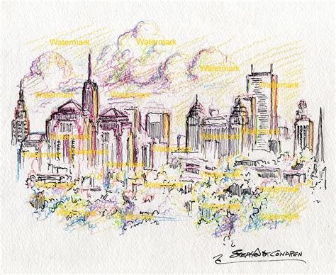 Dallas Skyline Pencil Drawing at PaintingValley.com | Explore ...