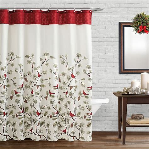 Skl Home Saturday Knight Snow Cardinals Shower Curtain And Hook Set in 2021 | Shower curtain ...