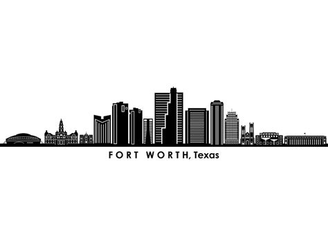 FORT WORTH Texas Usa SKYLINE City Outline Silhouette Vector | Etsy