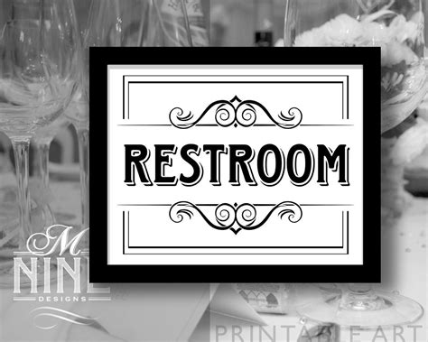 Printable restroom Sign Vintage Party Signs Party | Etsy