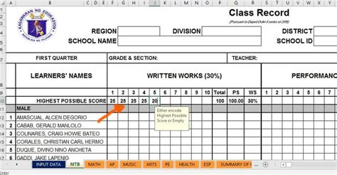 DepEd Electronic Class Record (ECR) Templates - TeacherPH | School report card, Report card ...