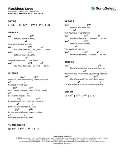 Reckless Love-chords-F# | PDF | Song Structure | Popular Music