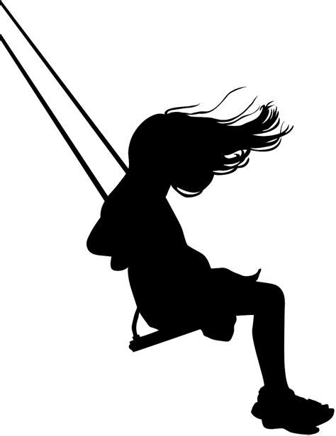 Girl on Swing Silhouette | Free vector silhouettes