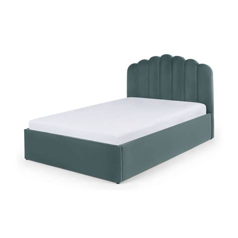 Delia King Size Bed with Ottoman Storage, Marine Green Velvet • Sofas Etc