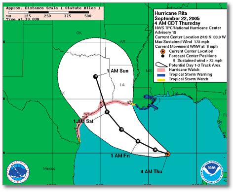 Hurricane Rita current conditions and forecast track on Thursday ...