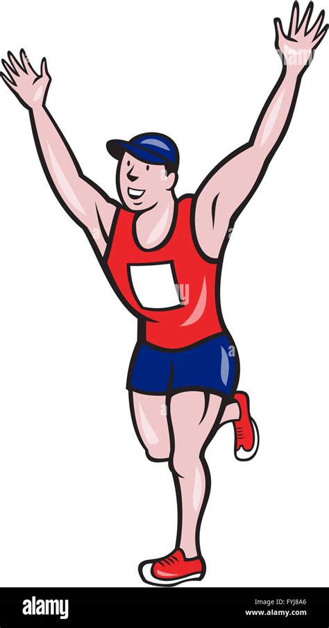 Marathon Runner Winning Cartoon Stock Photo - Alamy