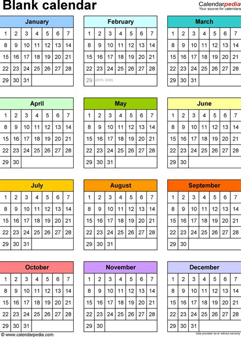 Yearly Calendar At A Glance Free Printable