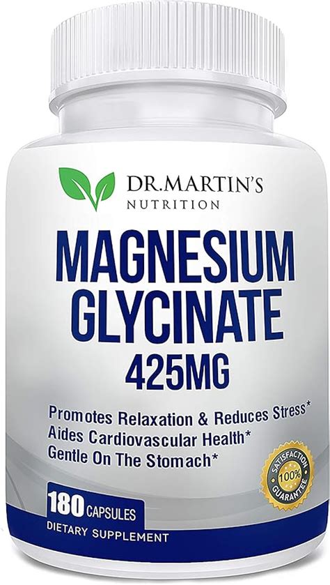 Amazon.com: Premium Magnesium Glycinate 425mg - 180 Vegan Capsules - Helps with Stress Relief ...