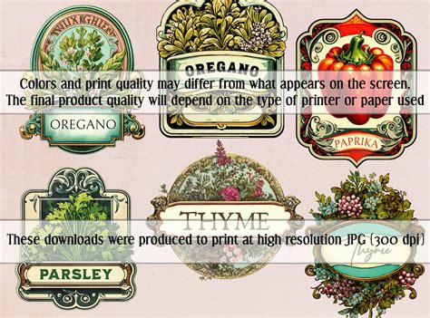 Printable Spice Labels Herb Labels Seasoning Labels Vintage - Etsy