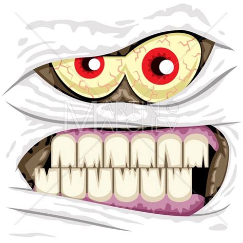 Mummy Face Vector Cartoon Clipart Illustration. Monster, Evil, Crazy ...