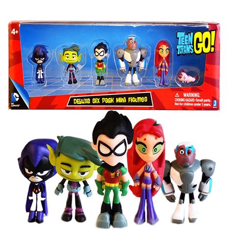 3pcs/6pcs/lot Teen Titans Go Action Figures Toys Robin Beast Boy Raven ...