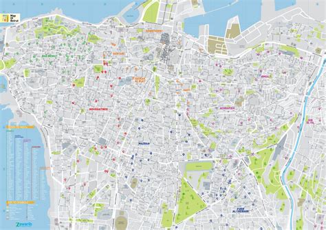 Large scale road map of Beirut city with street names | Beirut ...