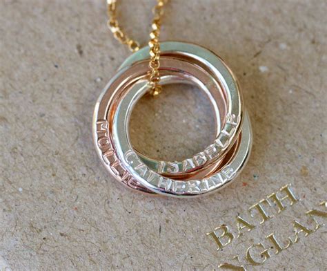 Mixed metal necklace with kids names rose gold name necklace