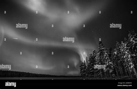 Finland northern lights Black and White Stock Photos & Images - Alamy