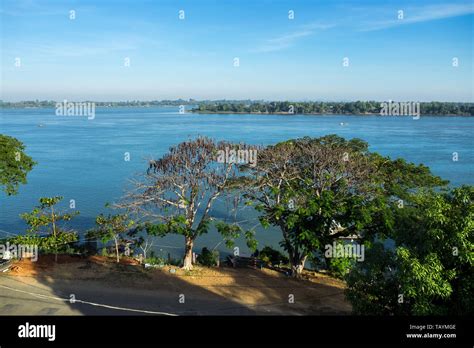 Cambodia. Mekong River.The border with Laos.Stung Treng city. Stung ...