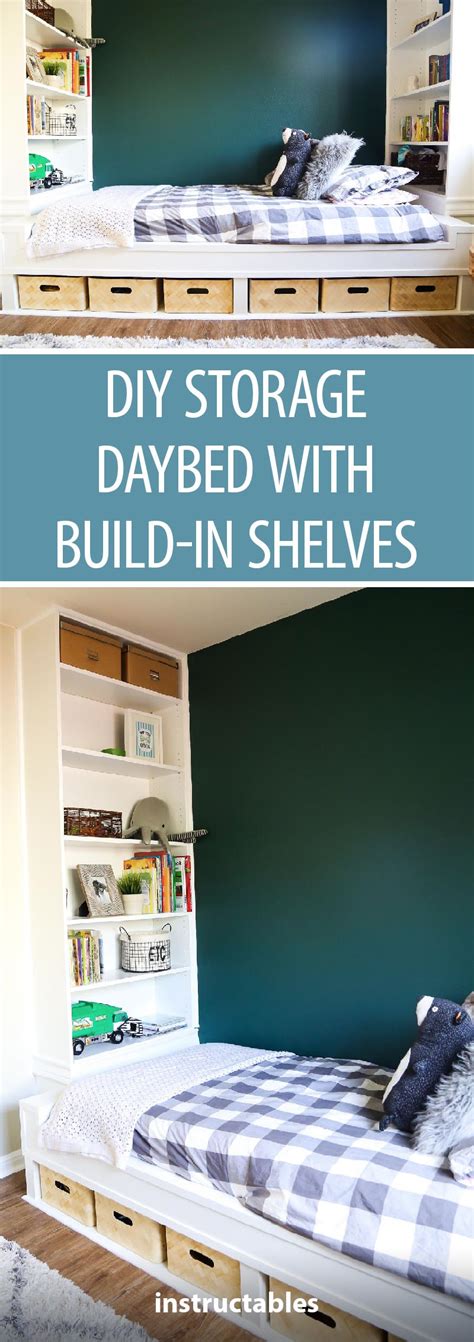 DIY Storage Daybed With Build-in Shelves | Diy storage daybed, Bedroom furniture makeover, Diy ...