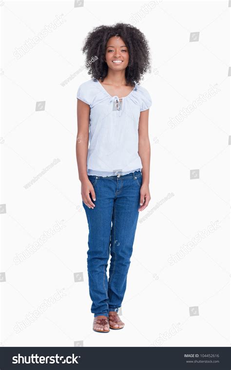 Young Woman Standing Upright While Beaming Stock Photo 104452616 ...