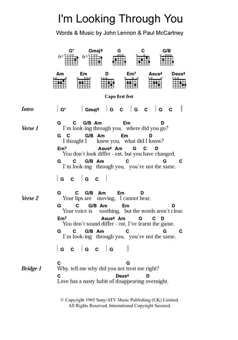 I'm Looking Through You by The Beatles - Guitar Chords/Lyrics - Guitar ...