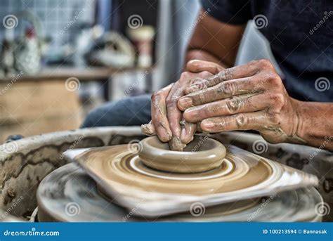 Hands Working on Pottery Wheel Stock Photo - Image of finger, master ...