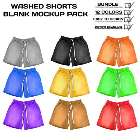 Washed Shorts Blank Mock-up Bundle, Shorts Mock up 12 Colors, Png Format - Etsy