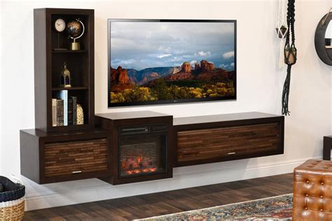 Floating TV Stand With Fireplace - ECO GEO Espresso | Fireplace tv ...