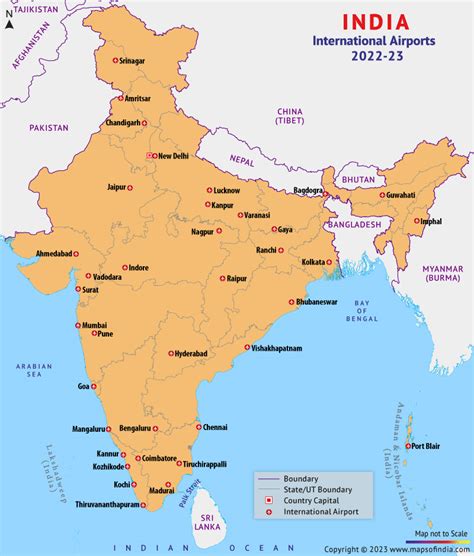 List of International Airports in India, International Airports Map of India