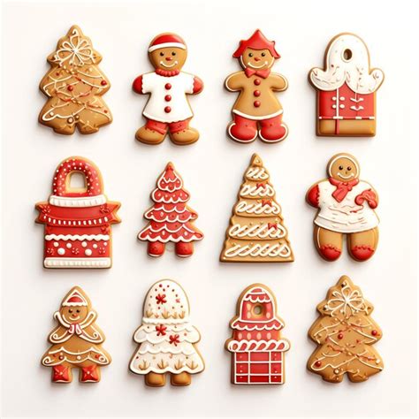 Premium AI Image | Set of cute christmas cookies of different shapes on ...