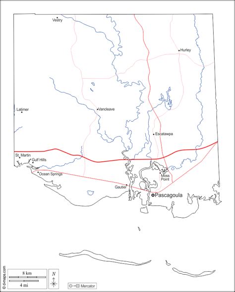 Jackson County free map, free blank map, free outline map, free base map outline, hydrography ...