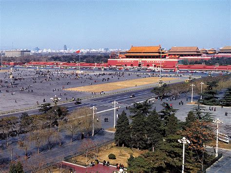 Tiananmen Square, Bejing, China. The 4th largest square in the world. With the Forbidden City in ...