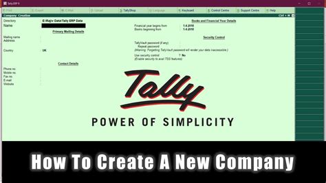 Tally ERP 9 Tutorial: Creating a New Company and Managing Default Settings - YouTube