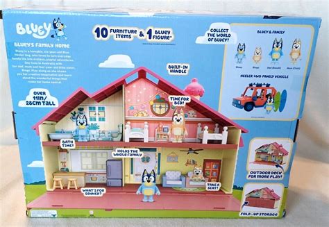 Bluey's Family Home Playset Pack & Go with Bluey & 10 Furniture Items ...