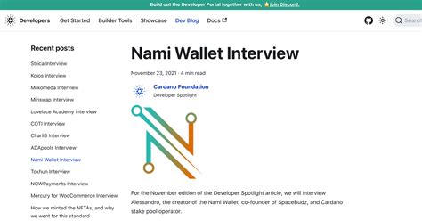 Nami Wallet Interview | Cardano Developer Portal