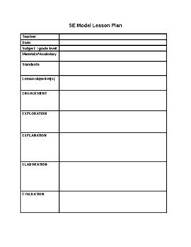 5E Lesson Plan Template by Veronica Christensen | TpT