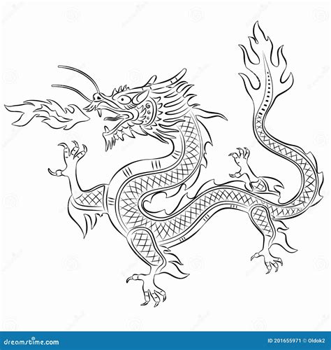 Illustration Of Chinese Dragon , Vector Draw | CartoonDealer.com #201655971