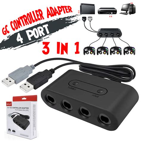 4 Port Gamecube NGC USB Converter Game Controller Adapter For Nintendo ...