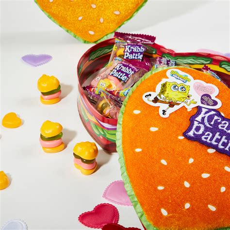 SpongeBob Krabby Patties Plush Heart Shaped Box – Frankford Candy