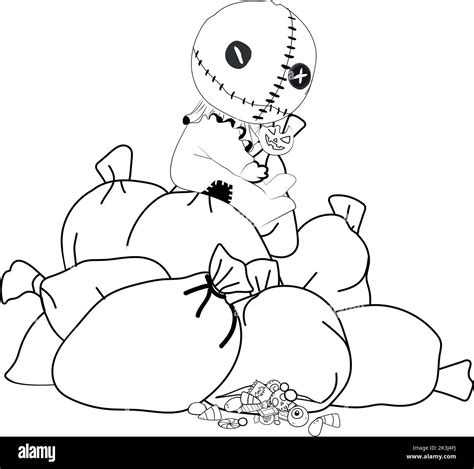 Trick or Treat coloring page. Halloween coloring page for kids. Cartoon children in Halloween ...